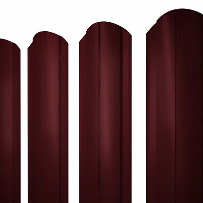 Штакетник Grand Line Круглый фигурный 128 мм PE-Double 0,45 RAL 3005 красное вино