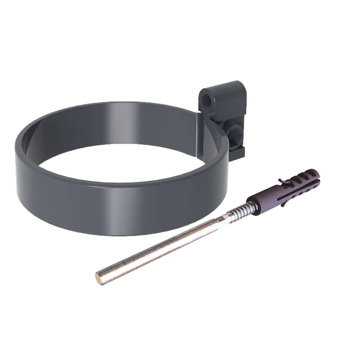 Хомут трубы L=180, ТН ПВХ МАКСИ, RAL 7024 (Графитово-серый)