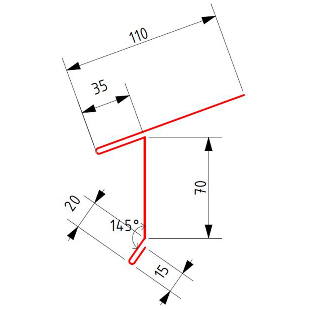 Карнизная планка (110/35/70/20 мм), длина 2 метра Rooftop Бархат Zn275