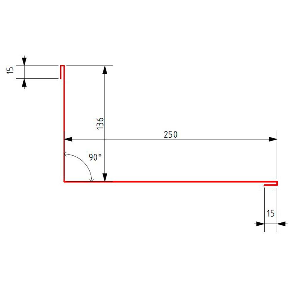 Планка примыкания 90° (136/250 мм), длина 2 метра GreenCoat Pural BT