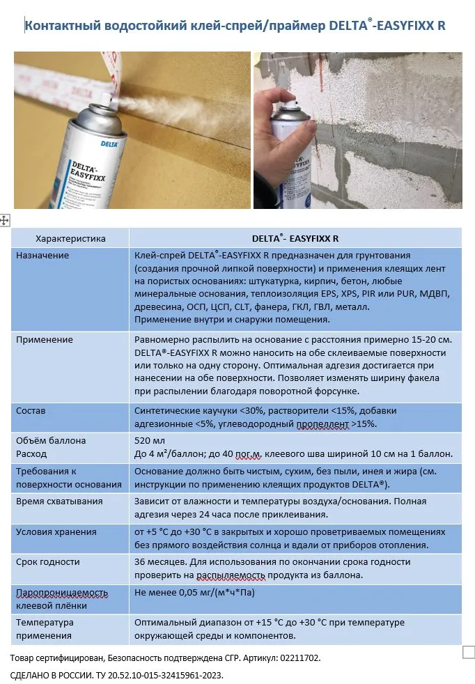 Клей-спрей DELTA EASYFIXX R 520мл