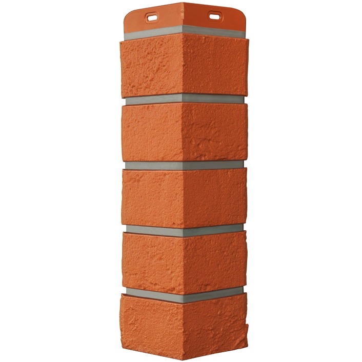 Угол фасадной панели наружный Состаренный кирпич Design Терракотовый (шов RAL 7006)