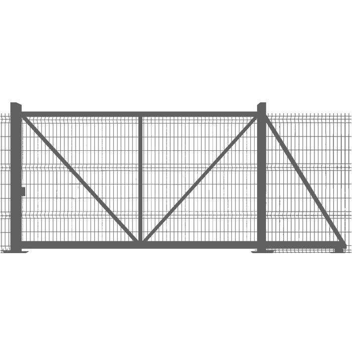 Ворота откатные без наполнения под автоматику КЛАССИК 4000х2000 мм трехкомпонентный грунт