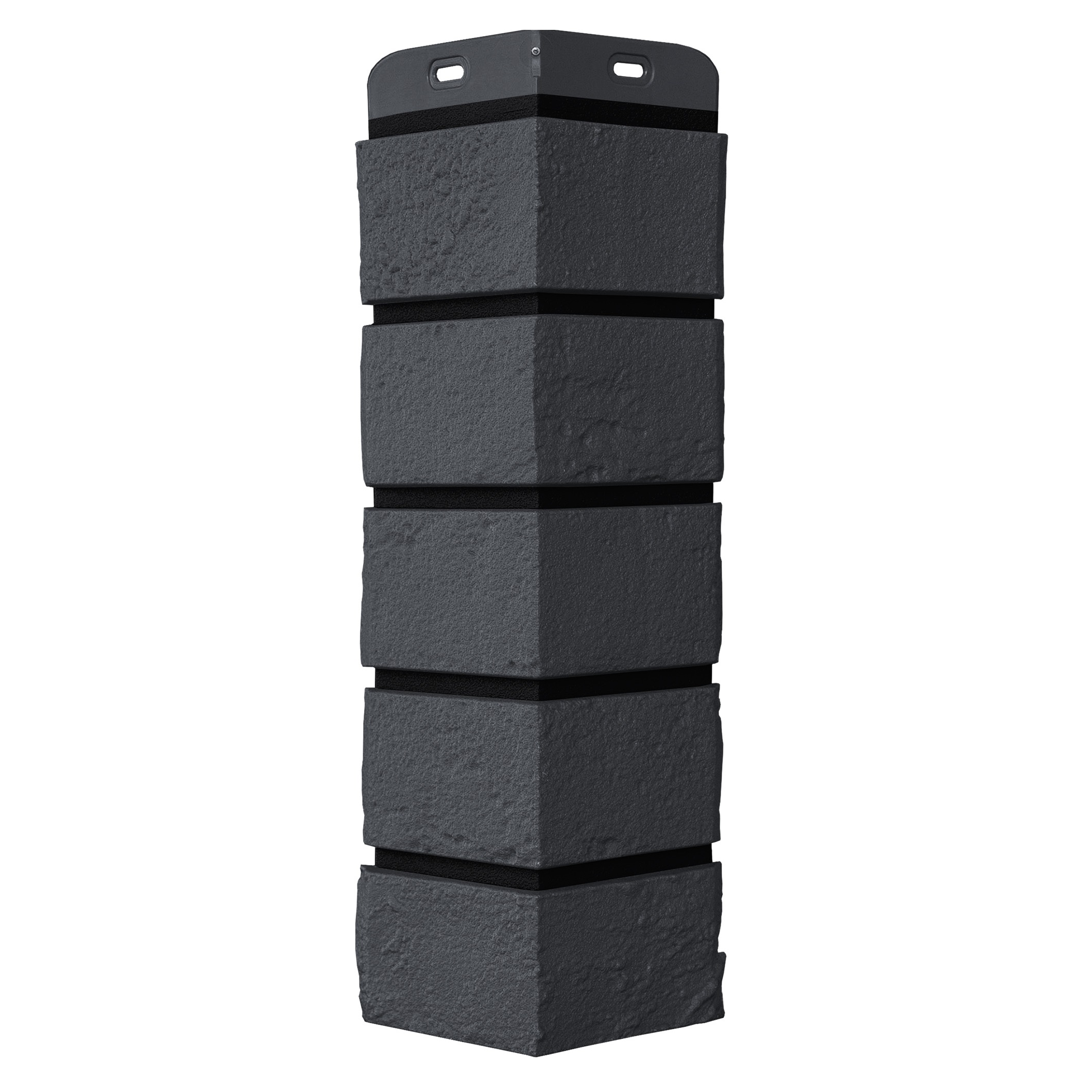 Угол фасадной панели наружный Состаренный кирпич Design Графит (шов RAL 9005)