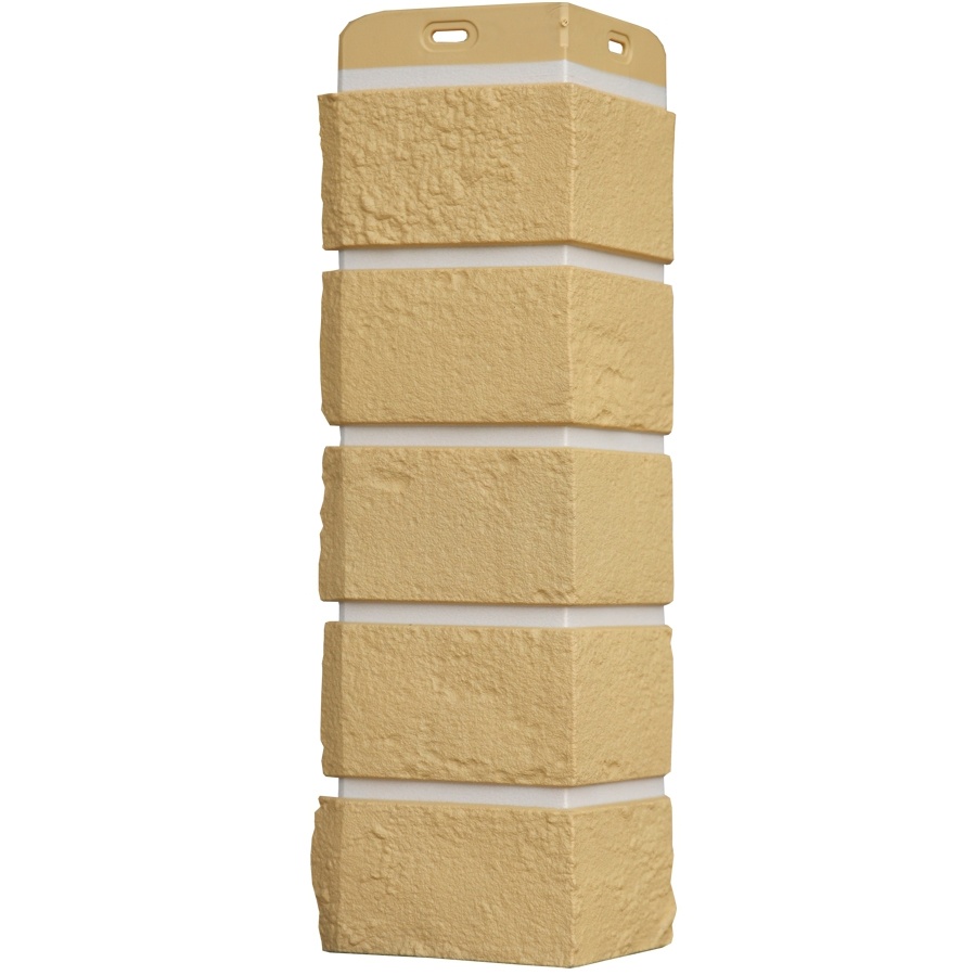 Угол фасадной панели наружный Состаренный кирпич Design Plus Ваниль с белым швом