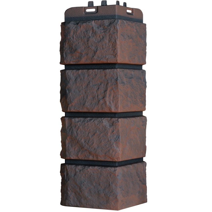 Угол фасадной панели наружный Колотый камень Design Plus Трюфель с черным швом