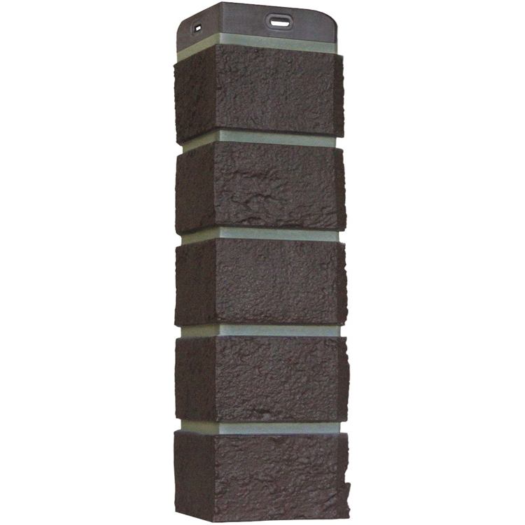 Угол фасадной панели наружный Состаренный кирпич Design Шоколадный (шов RAL 7006)