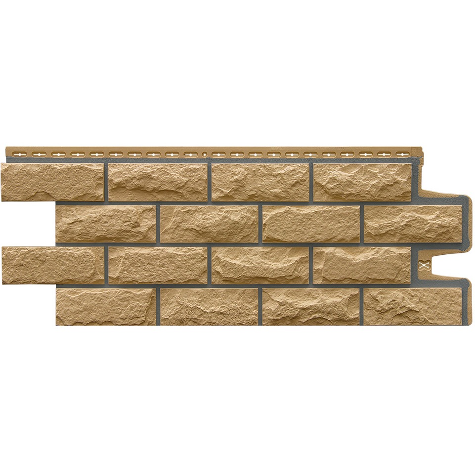 Фасадная панель Grand Line Колотый камень Design Песочный (шов RAL 7006)