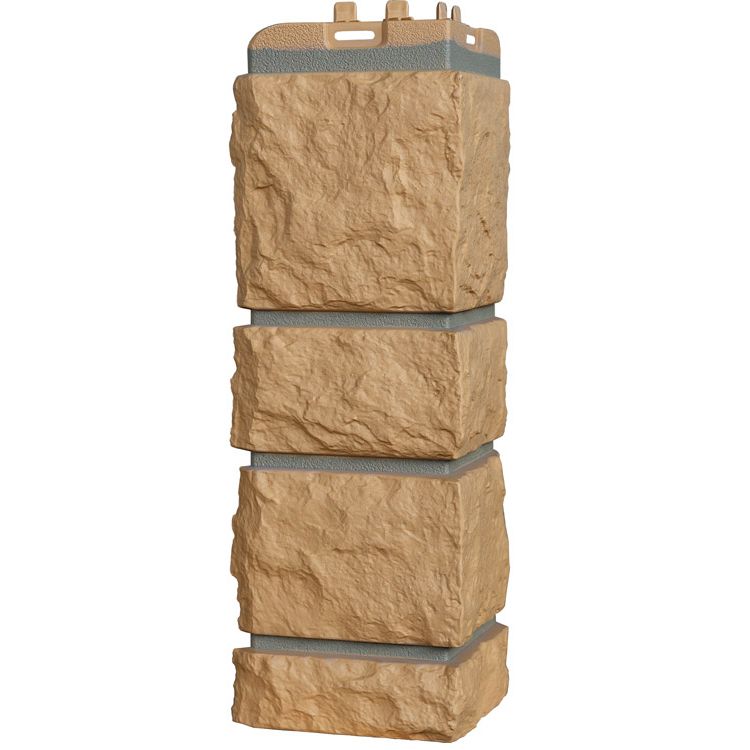 Угол фасадной панели наружный Камелот Design Песочный (шов RAL 7006)