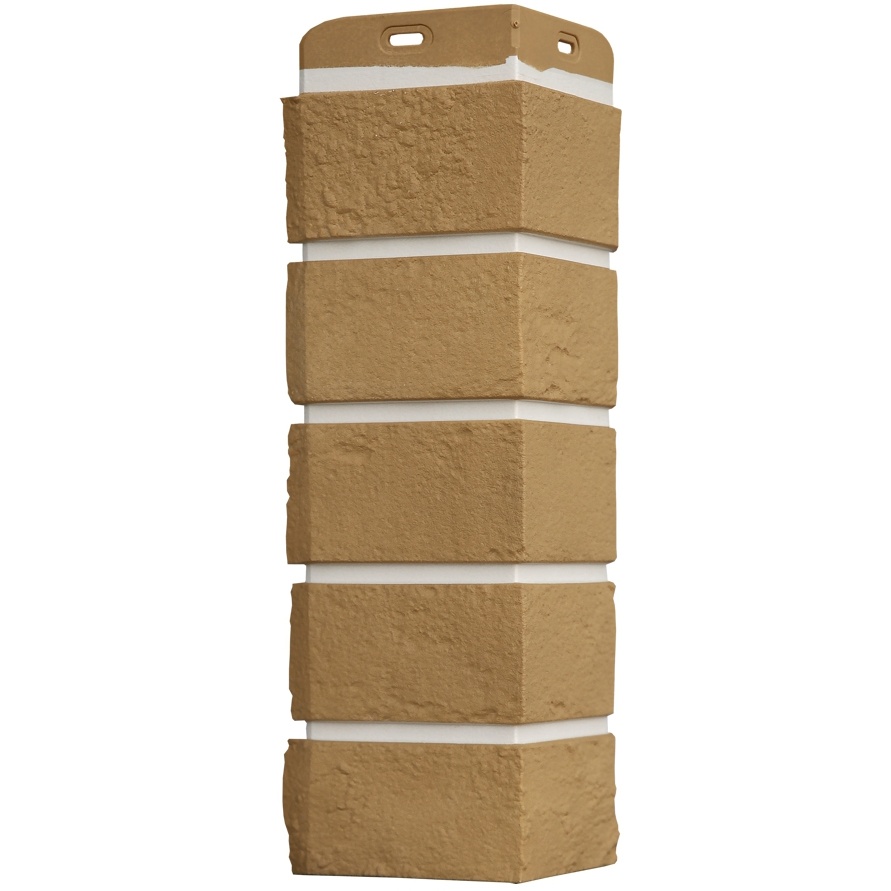 Угол фасадной панели наружный Состаренный кирпич Design Plus Солома с белым швом