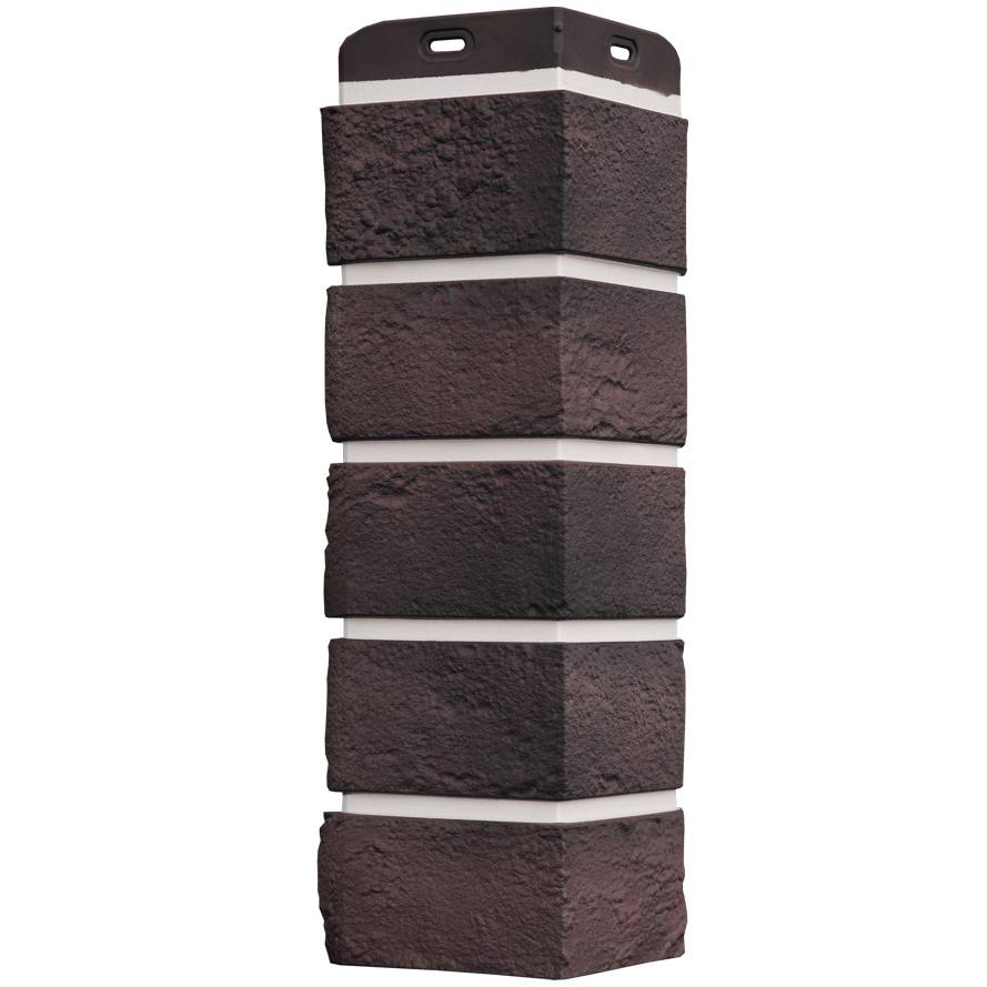 Угол фасадной панели наружный Состаренный кирпич Design Plus Кофе с белым швом