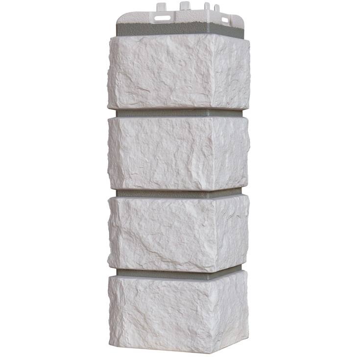 Угол фасадной панели наружный Колотый камень Design Молочный