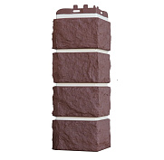 Угол фасадной панели наружный Колотый камень Design Plus Каштан с белым швом