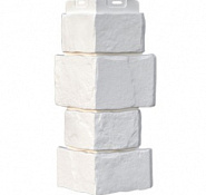 Угол фасадной панели наружный Крупный камень Classic молочный