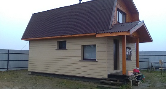 Облицовка фиброцементным сайдингом и монтаж ондулина в д. Малое Тешково