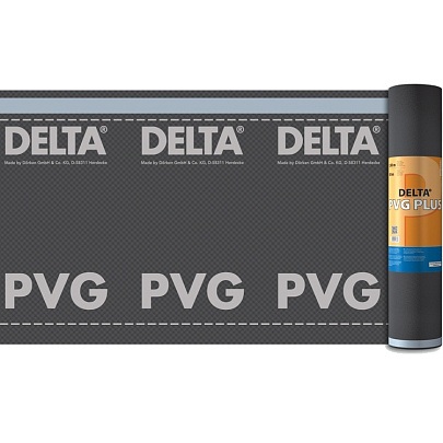 Гидро- и пароизоляционная плёнка DELTA PVG PLUS 1,5х50м, 75м²
