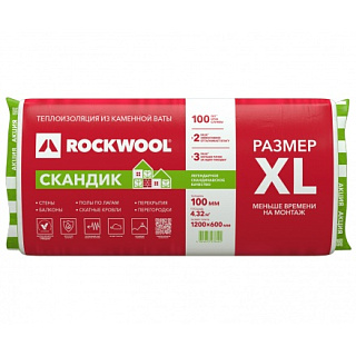 Rockwool Лайт Баттс Скандик 100 XL (1200х600х100 мм)