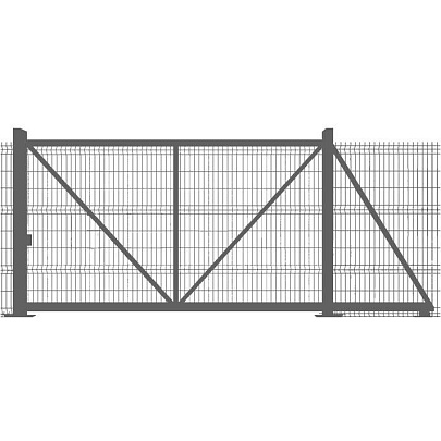 Ворота откатные влево Grand Line Profi 2,03x6 RAL 7016 (серый)