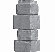 Угол фасадной панели наружный Крупный камень Classic серый