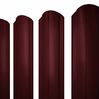 Штакетник Grand Line Круглый фигурный 128 мм PE 0,4 RAL 3005 красное вино