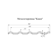 Металлочерепица Grand Line Kamea (камея) 0,5 Velur X RAL 7024 мокрый асфальт